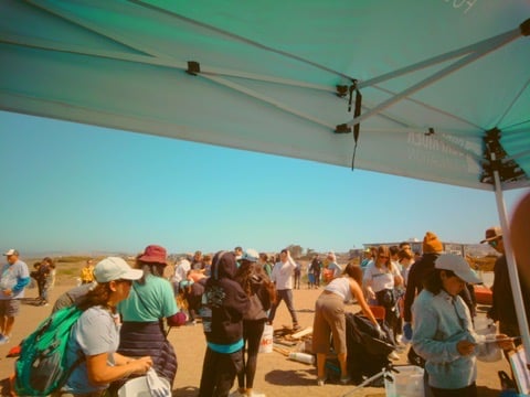 People attending a beach clean up at Ocean beach