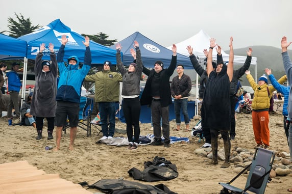 Breathing for surf performance workshop led by Ricardo Taviera. Photo: Cody Gantz